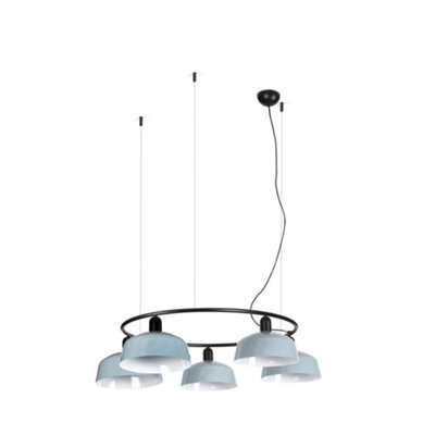 Luminosa Lighting Luminosa Tatawin Medium Pendant Ceiling Light Black, Gloss Grayish Blue 5X E27