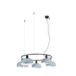 Luminosa Lighting Luminosa Tatawin Medium Pendant Ceiling Light Black, Gloss Grayish Blue 5X E27