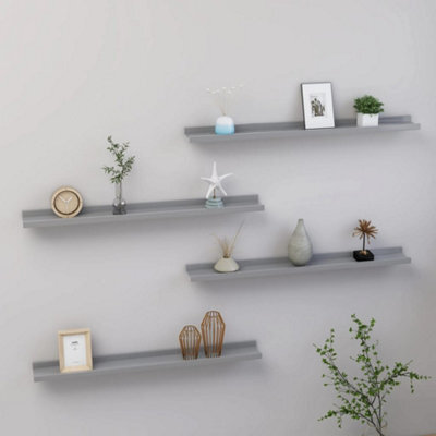 Berkfield Wall Shelves 4 Pcs Grey 80X9X3 Cm - image 1