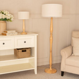 Valuelights Victoria Light Wood Candlestick Table Lamp With Linen White Trim Drum Lamp Shade And Led Bulb - thumbnail 5