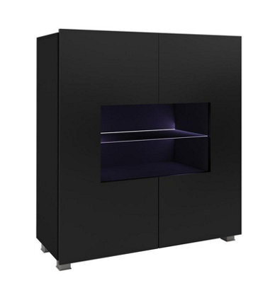 Arte Calabrini Display Cabinet: Stylish Black Gloss & Black Matt - W1000mm X H1050mm X D350mm