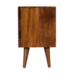 Wyld Haus Orvieto Mango Wood 2-Drawer Bedside Table With Hand-Carved Line Design - thumbnail 9