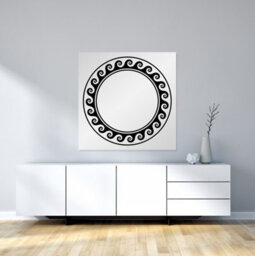 Andrew Lee Black Circle Frame With Running Wave (Mirror Art Print) / 31Cm X 31Cm - thumbnail 4