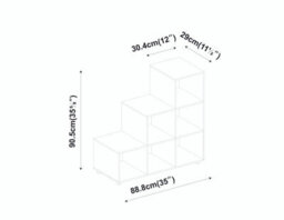 Urbnliving Height 90.5Cm 6 Cube Step Storage White Bookcase And Oak Doors For Home Office Organizer Display Shelf Unit - thumbnail 5