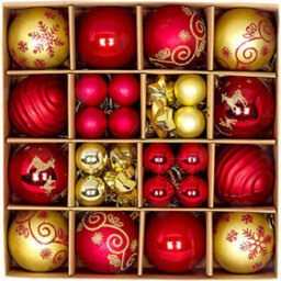 Amorly 44Pcs Shatterproof Plastic Christmas Bauble Set, Hanging Ball Ornaments For Christmas Tree, Party And Wedding Festive Decorations - thumbnail 1