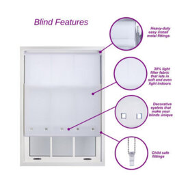 Trimmable Daylight Roller Blind With Square Eyelets And Metal Fittings By Furnished - Fuchsia (W)150Cm X (L)165Cm - thumbnail 7