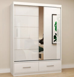 Arte White Gloss Sliding Wardrobe With Mirror 150Cm - Bright, Organised Living - thumbnail 2