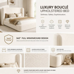 Modernluxe 6Ft Super King Bed, Ottoman Bed, (180 X 200 Cm), With Extra Thick Wingback Headboard, Bouclé, Cream White - thumbnail 6