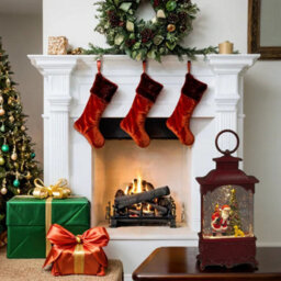 Snowtime Santa And Dog Christmas Water Lantern Light Up Snow Globe Decoration - 24Cm - thumbnail 2