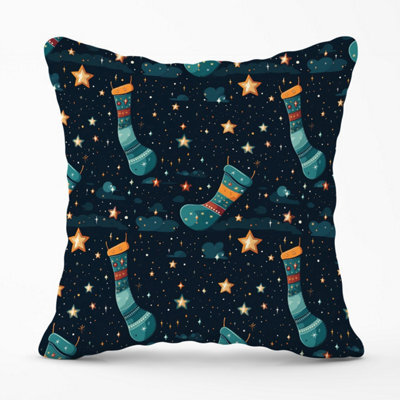 Warren Reed Designer Christmas Stocking In A Starry Night Sky Outdoor Cushion 45Cm X 45Cm - image 1