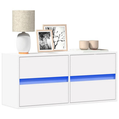 Berkfield Tv Wall Cabinet With Led Lights White 100X31X45 Cm - image 1