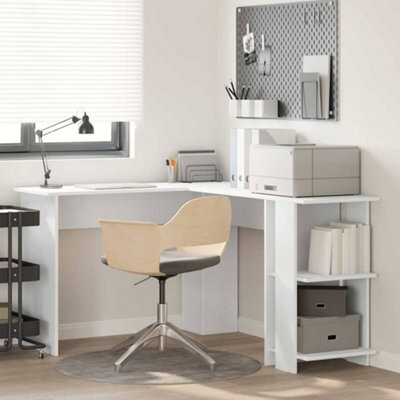 Berkfield Corner Desk With Storage White 140X113,5X75Cm - image 1