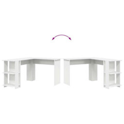 Berkfield Corner Desk With Storage White 140X113,5X75Cm - thumbnail 8