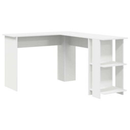 Berkfield Corner Desk With Storage White 140X113,5X75Cm - thumbnail 2