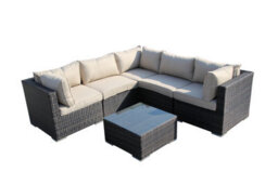 Furniture One Rattan Effect Mix Brown Rattan 5 Seat Corner Sofa Set No Assembly & Aluminium Frame - thumbnail 2