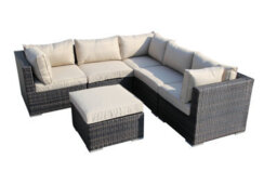 Furniture One Rattan Effect Mix Brown Rattan 5 Seat Corner Sofa Set No Assembly & Aluminium Frame - thumbnail 1
