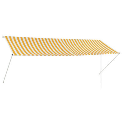 Berkfield Retractable Awning 350X150 Cm Yellow And White - image 1