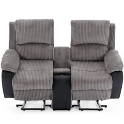 More4Homes Postana Single Motor Rise Recliner 2 Seater Jumbo Cord Drinks Console Mobility Sofa (Grey) - thumbnail 4