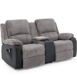 More4Homes Postana Single Motor Rise Recliner 2 Seater Jumbo Cord Drinks Console Mobility Sofa (Grey) - thumbnail 2
