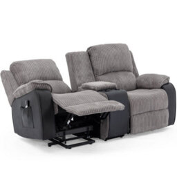 More4Homes Postana Single Motor Rise Recliner 2 Seater Jumbo Cord Drinks Console Mobility Sofa (Grey) - thumbnail 3