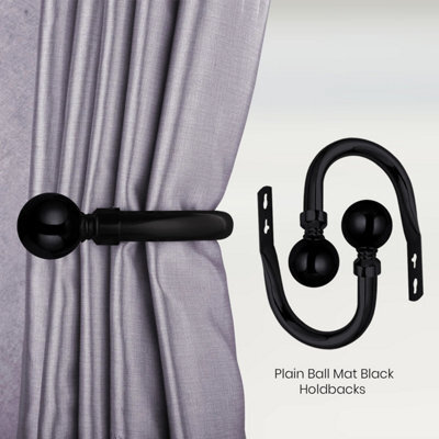 Ameha Stylish Wall-Mounted Curtain Hold Backs 10Cm Matte Black With Decorative Ball Ends Durable And Elegant Tieback Hook Pair - image 1