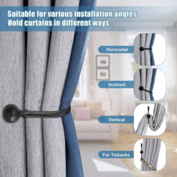 Ameha Stylish Wall-Mounted Curtain Hold Backs 10Cm Matte Black With Decorative Ball Ends Durable And Elegant Tieback Hook Pair - thumbnail 6
