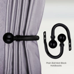Ameha Stylish Wall-Mounted Curtain Hold Backs 10Cm Matte Black With Decorative Ball Ends Durable And Elegant Tieback Hook Pair