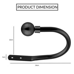 Ameha Stylish Wall-Mounted Curtain Hold Backs 10Cm Matte Black With Decorative Ball Ends Durable And Elegant Tieback Hook Pair - thumbnail 4