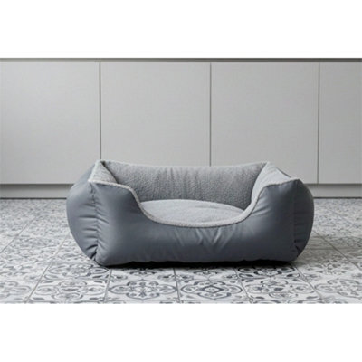 Dog Beds Cat Bed Soft Fleece Warm Grey Pet Basket For M - image 1