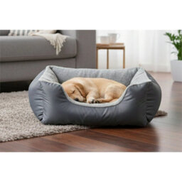Dog Beds Cat Bed Soft Fleece Warm Grey Pet Basket For M - thumbnail 2