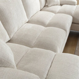 Abrihome Stylish Modular Sectional Sofa Set With Double Chaise, U-Shaped Chenille Fabric Lounge Suite For The Living Room, Beige - thumbnail 9