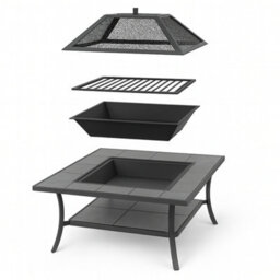 Centurion Supports Shango Multi-Functional Black With Ceramic Tiles Outdoor Square Heater, Fire Pit, Brazier, Table - thumbnail 9
