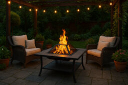 Centurion Supports Shango Multi-Functional Black With Ceramic Tiles Outdoor Square Heater, Fire Pit, Brazier, Table - thumbnail 4