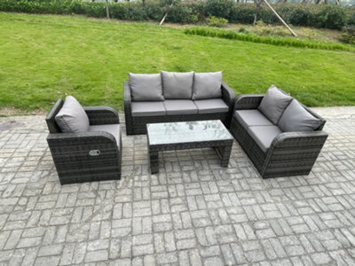Fimous 6 Seater Outdoor Rattan Garden Furniture Set Rattan Lounge Sofa Set With Coffee Table Reclining Chair - image 1