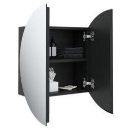 Berkfield Bathroom Cabinet With Round Mirror&led Black 40X40X17.5 Cm - thumbnail 5