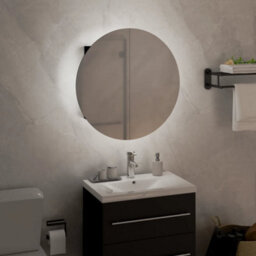 Berkfield Bathroom Cabinet With Round Mirror&led Black 40X40X17.5 Cm - thumbnail 3