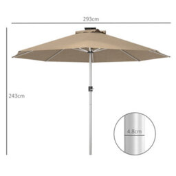 Outsunny Solar Patio Garden Parasol With Lights For Outdoor, Khaki - thumbnail 3