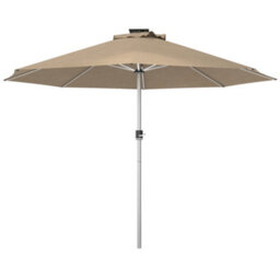 Outsunny Solar Patio Garden Parasol With Lights For Outdoor, Khaki - thumbnail 2