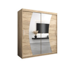 Arte Wave Contemporary 2 Mirrored Sliding Door Wardrobe 9 Shelves 2 Rails Oak Sonoma Effect (H)2000mm (W)1800mm (D)620mm - thumbnail 1