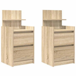 Berkfield Bedside Cabinets With 2 Drawers 2 Pcs Sonoma Oak 38X34X80 Cm - thumbnail 2