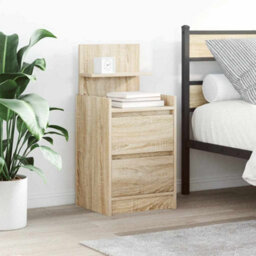 Berkfield Bedside Cabinets With 2 Drawers 2 Pcs Sonoma Oak 38X34X80 Cm - thumbnail 1