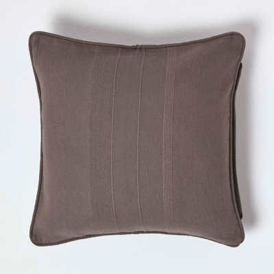 Homescapes Cotton Rajput Ribbed Charcoal Grey Cushion Cover, 60 X 60 Cm - image 1