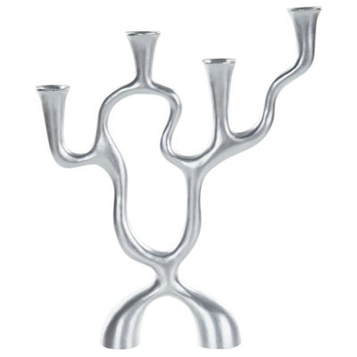 Beliani Candle Holder Famoes Metal 41 Cm Silver - image 1