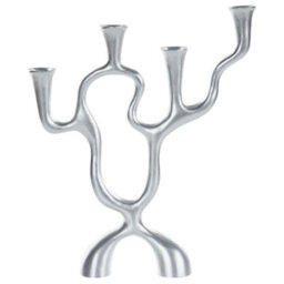 Beliani Candle Holder Famoes Metal 41 Cm Silver - thumbnail 1