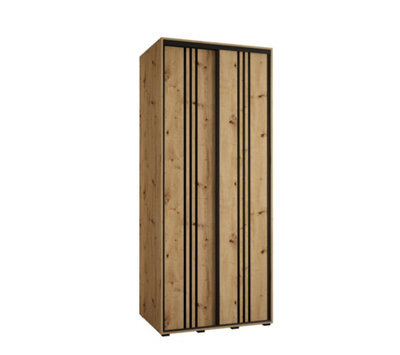 Arte Cannes Vi Sliding Door Wardrobe In Oak Artisan - Premium Laminated Board - Pvc-Finished Edges - W110Cm X H205Cm X D60Cm - image 1