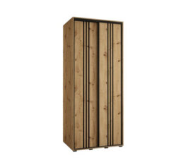 Arte Cannes Vi Sliding Door Wardrobe In Oak Artisan - Premium Laminated Board - Pvc-Finished Edges - W110Cm X H205Cm X D60Cm