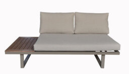 Beige 4 Seater Aluminium Metal Sofa Set/ Loungers With Brown Pollywood Coffee Table Multi Use Modular With Beige Cushions - thumbnail 9