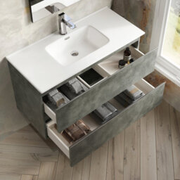Banyetti Vatilla 1000mm Wall Hung Vanity Unit With Athena Basin - Cemento Grey - thumbnail 4