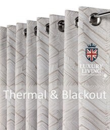Luxury Living Triple Weave Soft Drape Geometric Aztec Print Ring Top Blackout Curtains 229Cm X 183Cm Cream - thumbnail 2