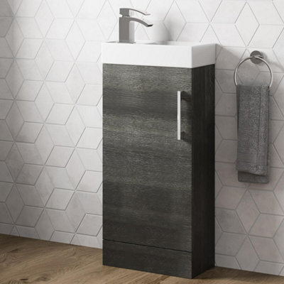 Affine Cloakroom Freestanding Vanity Unit Modern Bathroom Compact Basin Sink Charcoal - image 1